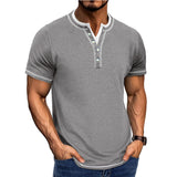 Men's Cotton Henley T-Shirt with Ribbed Trim – Classic Fit Short Sleeve Casual Shirt for Spring/Summer 7