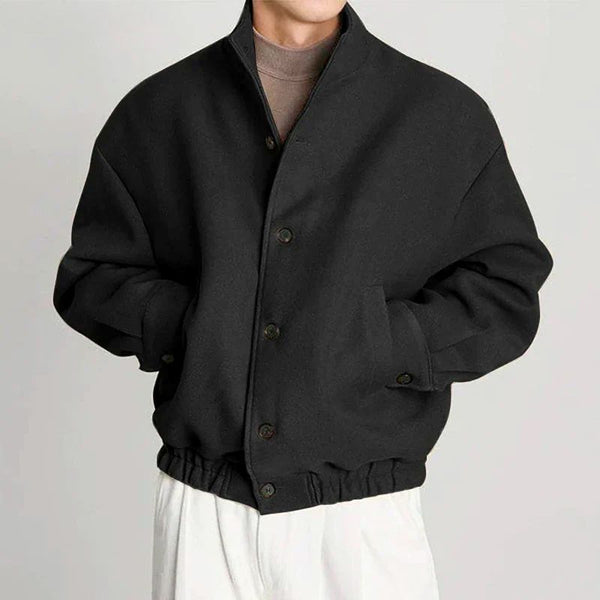 Men's Jacket – Relaxed Fit – Soft Structured Fabric – High Collar – Button Front 1