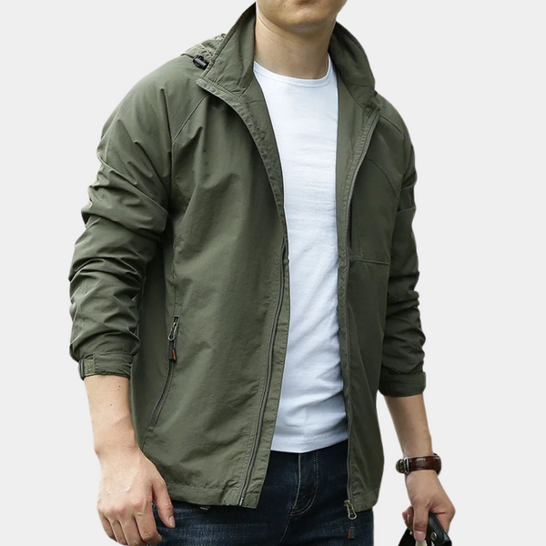 Men’s Jacket – Slim Fit – Water-Resistant – Stand Collar – Zipper Pockets 0