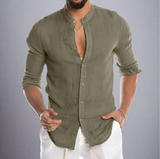 Men's Linen Shirt - Elegant and Breathable Loose Fit for Warm Weather Casual or Formal Wear 0