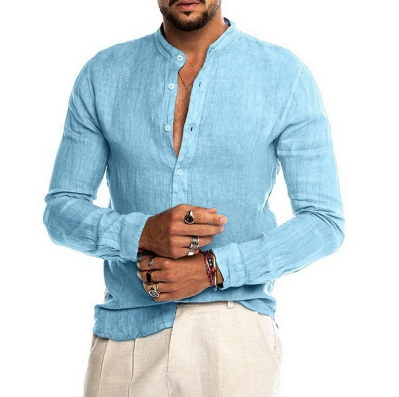 Men's Linen Shirt - Elegant and Breathable Loose Fit for Warm Weather Casual or Formal Wear 2