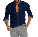 Men's Linen Shirt - Elegant and Breathable Loose Fit for Warm Weather Casual or Formal Wear 4