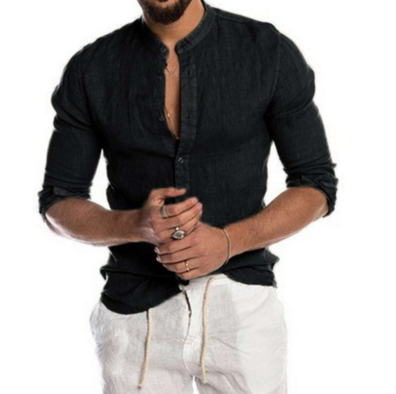 Men's Linen Shirt - Elegant and Breathable Loose Fit for Warm Weather Casual or Formal Wear 5