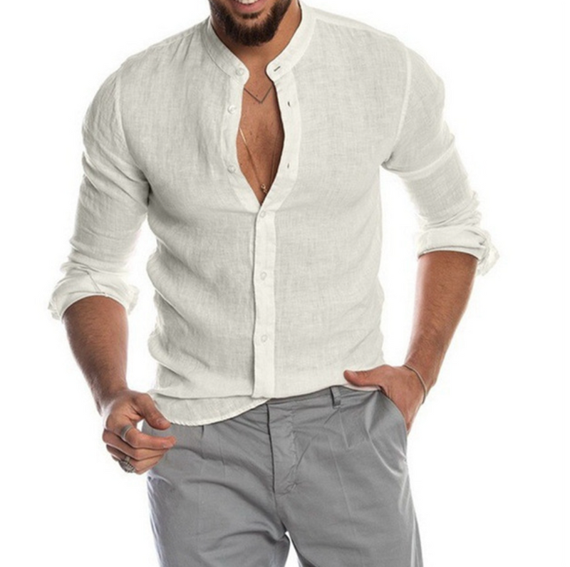 Men's Linen Shirt - Elegant and Breathable Loose Fit for Warm Weather Casual or Formal Wear 6