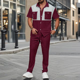 Men's Loungewear Set – Soft Waffle Knit Relaxed Fit Shirt and Drawstring Tapered Lounge Pants 0