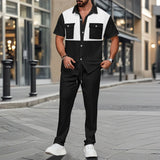 Men's Loungewear Set – Soft Waffle Knit Relaxed Fit Shirt and Drawstring Tapered Lounge Pants 3
