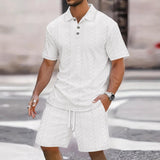 Men's Polo Shirt and Bermuda Shorts Set, Relaxed Fit Casual Outfit, Breathable Knit Fabric for Summer 4