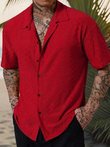 Men's Short Sleeve Casual Shirt in Cotton Jacquard - Regular Fit for Warm Weather 2