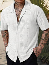 Men's Short Sleeve Casual Shirt in Cotton Jacquard - Regular Fit for Warm Weather 5