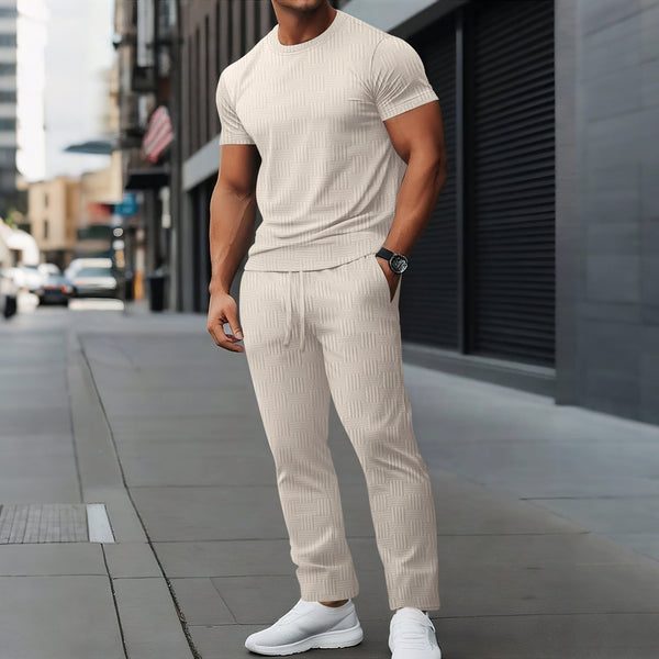 Men's Slim Fit Athletic Trousers Set with Stretch Fabric and Drawstring Waist – Breathable Activewear for Training and Casual Wear 0