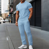 Men's Slim Fit Athletic Trousers Set with Stretch Fabric and Drawstring Waist – Breathable Activewear for Training and Casual Wear 3