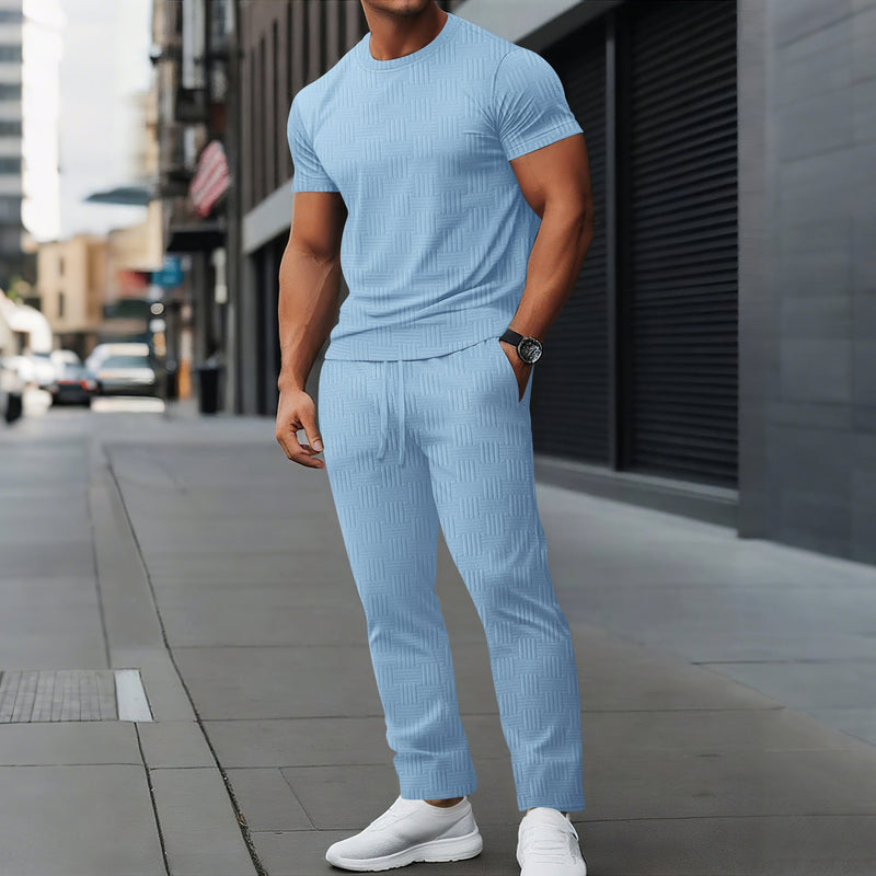Men's Slim Fit Athletic Trousers Set with Stretch Fabric and Drawstring Waist – Breathable Activewear for Training and Casual Wear 3
