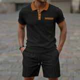 Men's Slim Fit Cotton Blend Polo Shirt and Shorts Set with Chest Pocket – Casual Spring/Summer Outfit 2