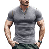 Men's Slim Fit Waffle Knit Henley T-Shirt with Stylish Shoulder Detail – Comfortable Casual Tee 3