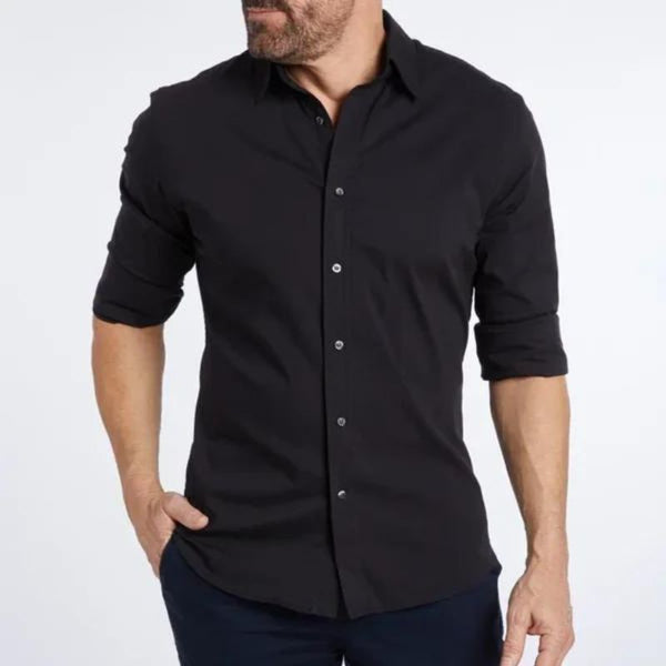 Men's Slim Fit White Dress Shirt – Long Sleeve Tailored Button-Up for Formal Wear 0