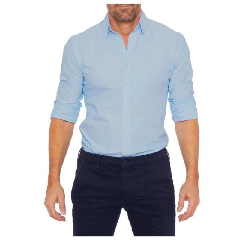 Men's Slim Fit White Dress Shirt – Long Sleeve Tailored Button-Up for Formal Wear 1