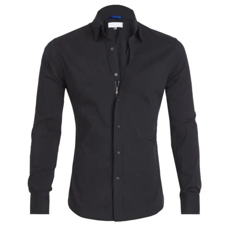 Men's Slim Fit White Dress Shirt – Long Sleeve Tailored Button-Up for Formal Wear 3
