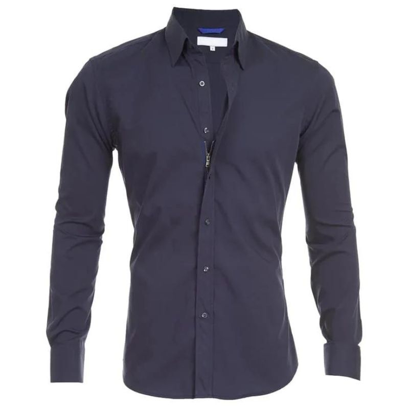 Men's Slim Fit White Dress Shirt – Long Sleeve Tailored Button-Up for Formal Wear 6