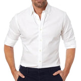 Men's Slim Fit White Dress Shirt – Long Sleeve Tailored Button-Up for Formal Wear 7