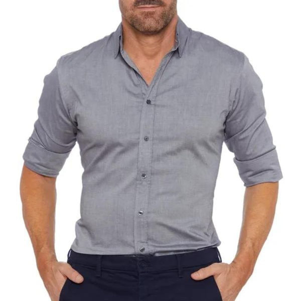 Men's Slim Fit White Dress Shirt – Long Sleeve Tailored Button-Up for Formal Wear 9