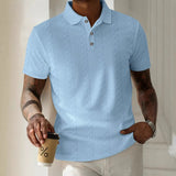 Men's Textured Jacquard Polo Shirt – Regular Fit Short Sleeve with Button Placket for Casual and Smart-Casual Wear 2