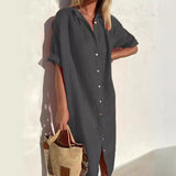 SunBreeze – Relaxed Linen‑Blend Women's Shirt Dress