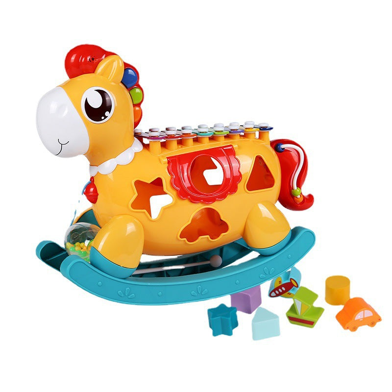 HappyToys - Musical Pony Baby Toy with Lights & Blocks
