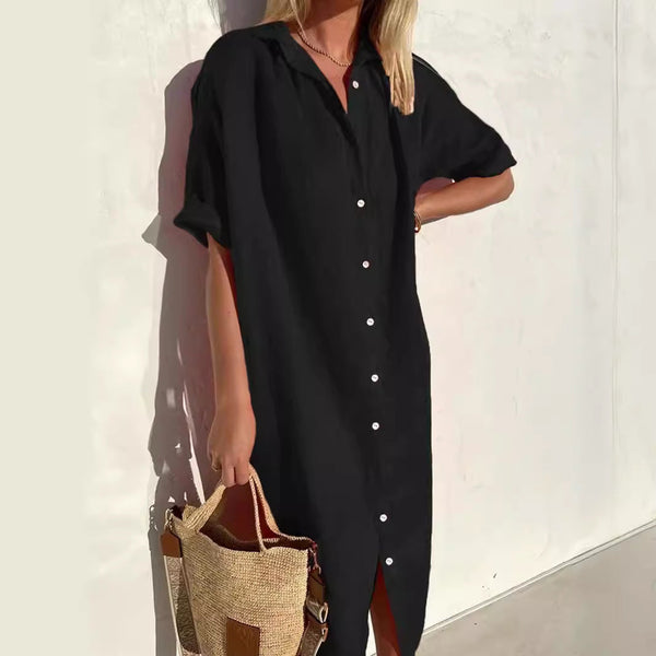 SunBreeze – Relaxed Linen‑Blend Women's Shirt Dress