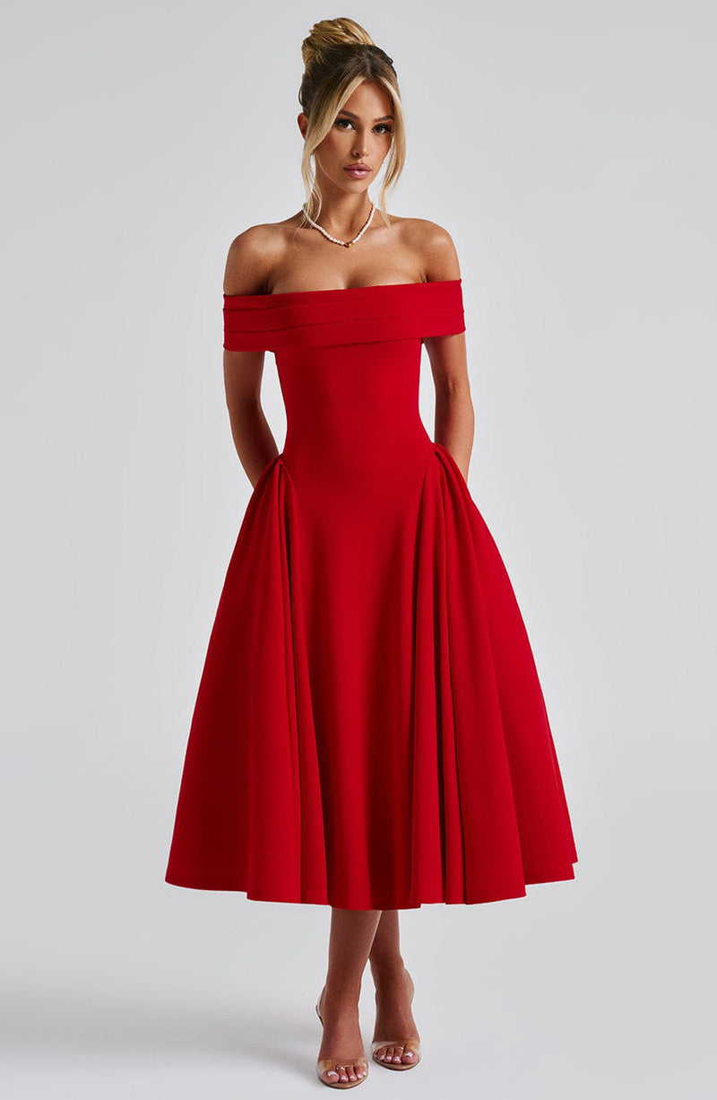 Sienna – Off-Shoulder A-Line Women's Midi Dress
