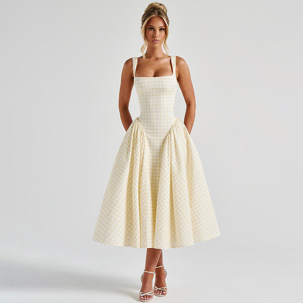 Luna - Trendy Checkered Women's Midi Dress