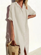 SunBreeze – Relaxed Linen‑Blend Women's Shirt Dress