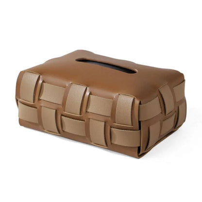 Variant image for Sorrento Vegan Leather Tissue Box Cover - Elegant Woven Design Holder-1