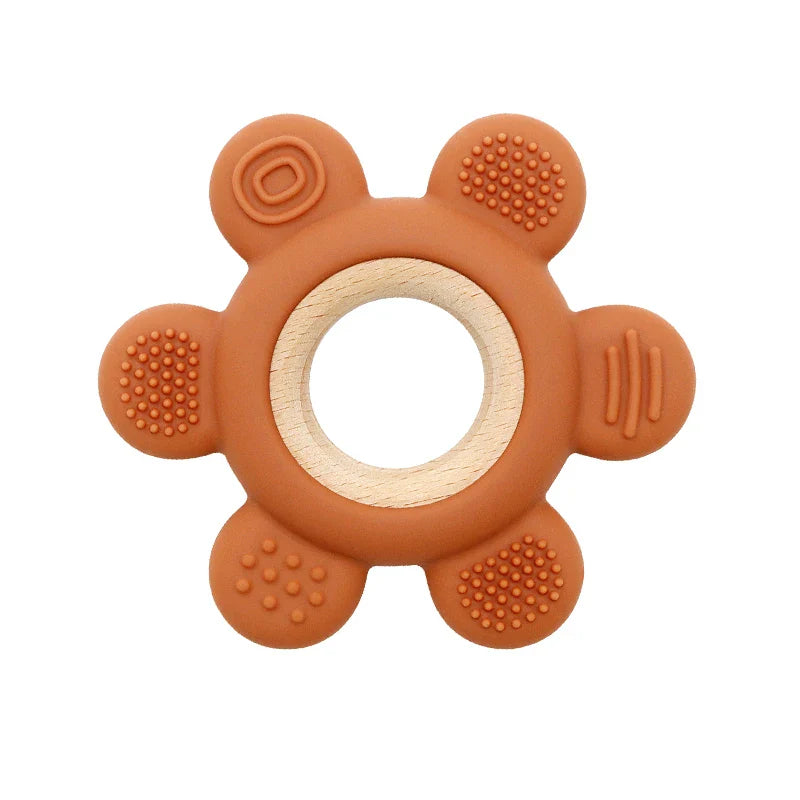 CHEWIEBUD - Silicone & Wooden Baby Teether Ring