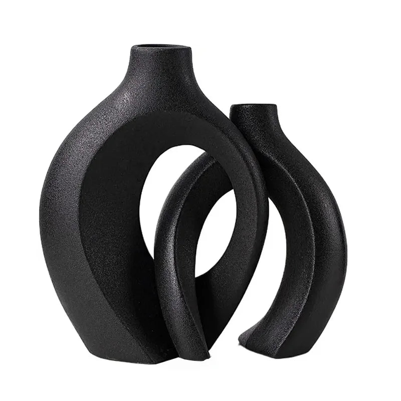 Variant image for White Ceramic Vase Set - Modern Boho Ceramic Flower Vases for Home Decor-2