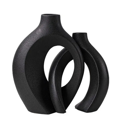 Variant image for White Ceramic Vase Set - Modern Boho Ceramic Flower Vases for Home Decor-2