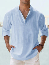 Luca - Casual Cotton Linen Men's Henley Shirt