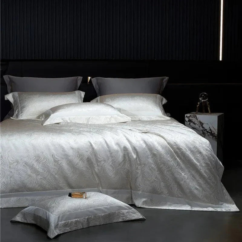 Variant image for Pearl Jacquard Bedding Set - Luxurious 1000 Thread Count Duvet Covers & Sheet Set-1