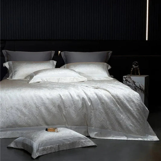 Variant image for Pearl Jacquard Bedding Set - Luxurious 1000 Thread Count Duvet Covers & Sheet Set-1