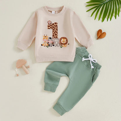 LULU & LEO - Conjunto de roupa de primeiro aniversário para bebé menino