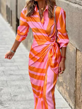 Women's Summer Wrap Dress with Collar