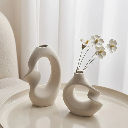 Ceramic Flower Vase Set - Sculptural Abstract Design for Modern Decor-2
