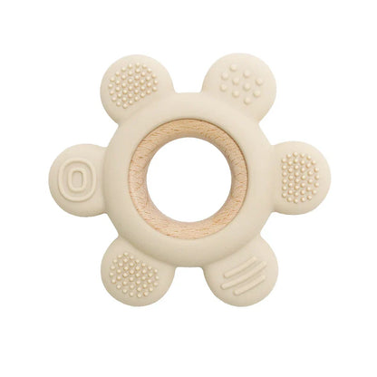 CHEWIEBUD - Silicone & Wooden Baby Teether Ring