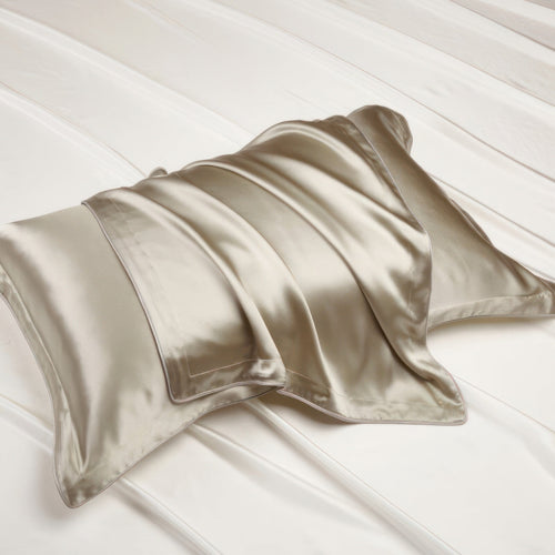 Luxurious Silk Pillowcase for Hair and Skin Care - Best Silk Pillow Case, Smooth Tencel Underside, Elegant Beige-1