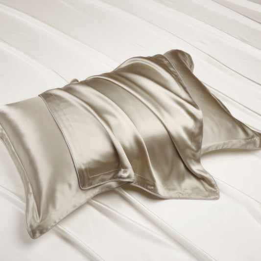 Luxurious Silk Pillowcase for Hair and Skin Care - Best Silk Pillow Case, Smooth Tencel Underside, Elegant Beige-1