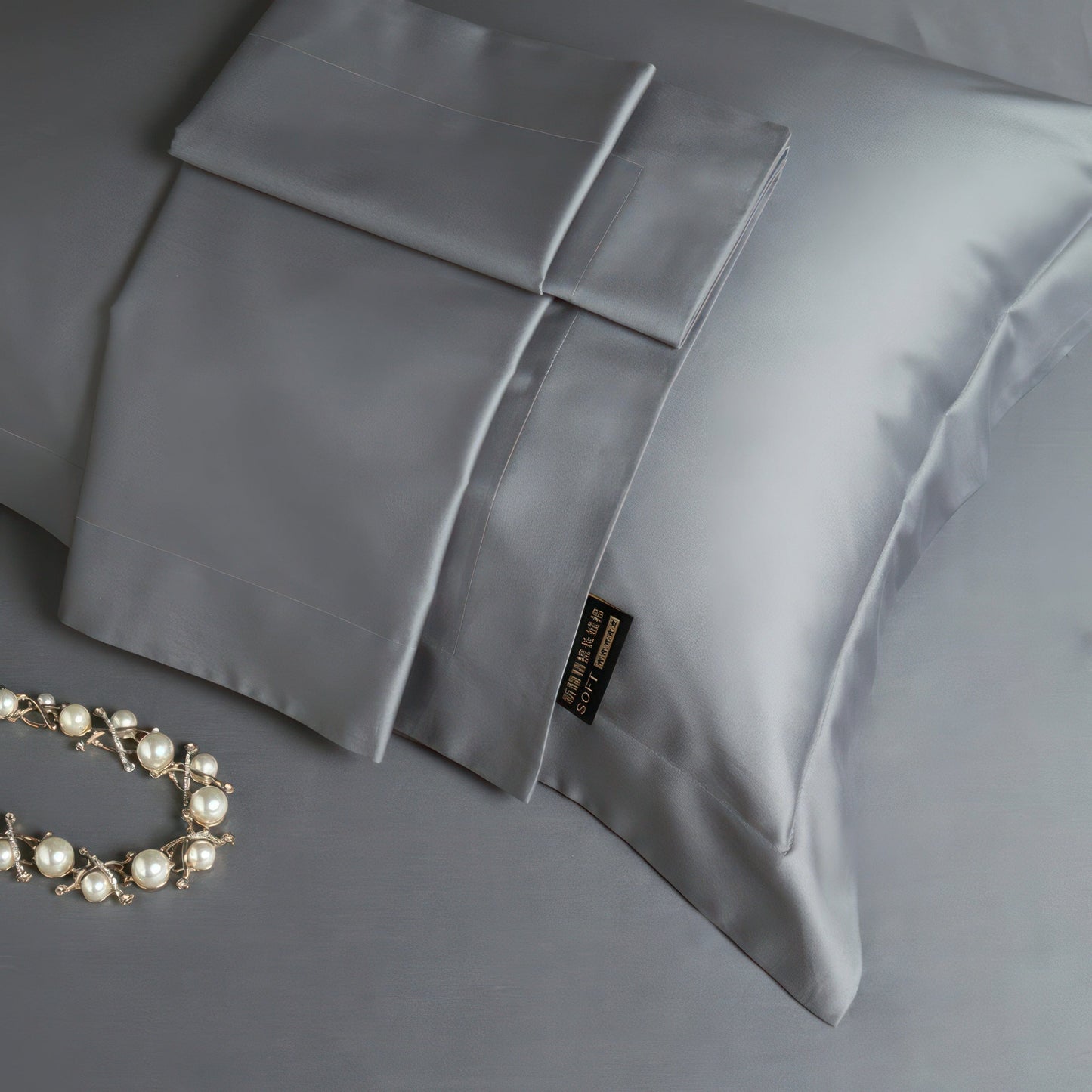 Luxe Grey Bedding Set - 100% Egyptian Cotton, 1000 Thread Count Duvet Covers-6