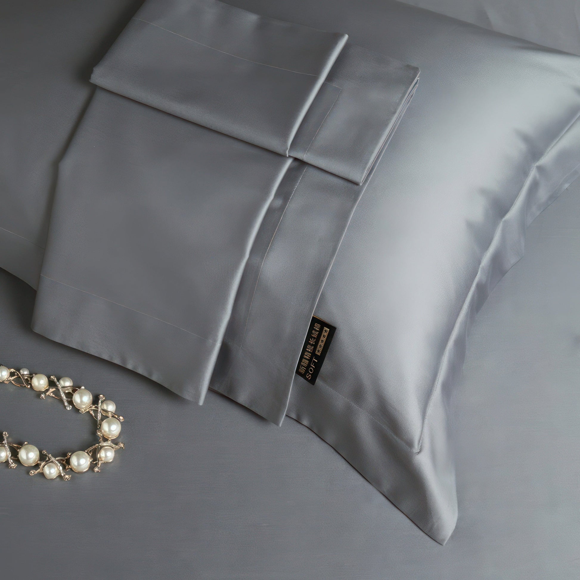Luxe Grey Bedding Set - 100% Egyptian Cotton, 1000 Thread Count Duvet Covers-6