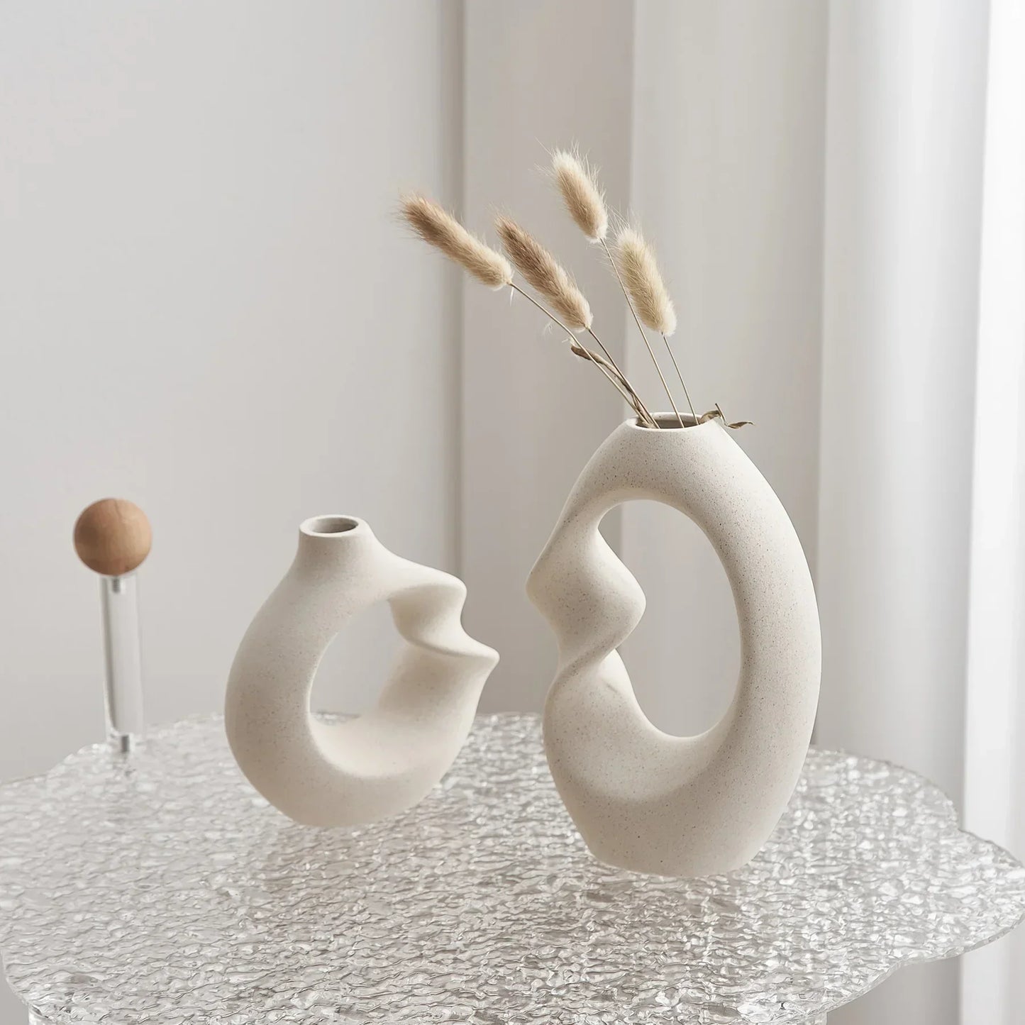 Ceramic Flower Vase Set - Sculptural Abstract Design for Modern Decor-5