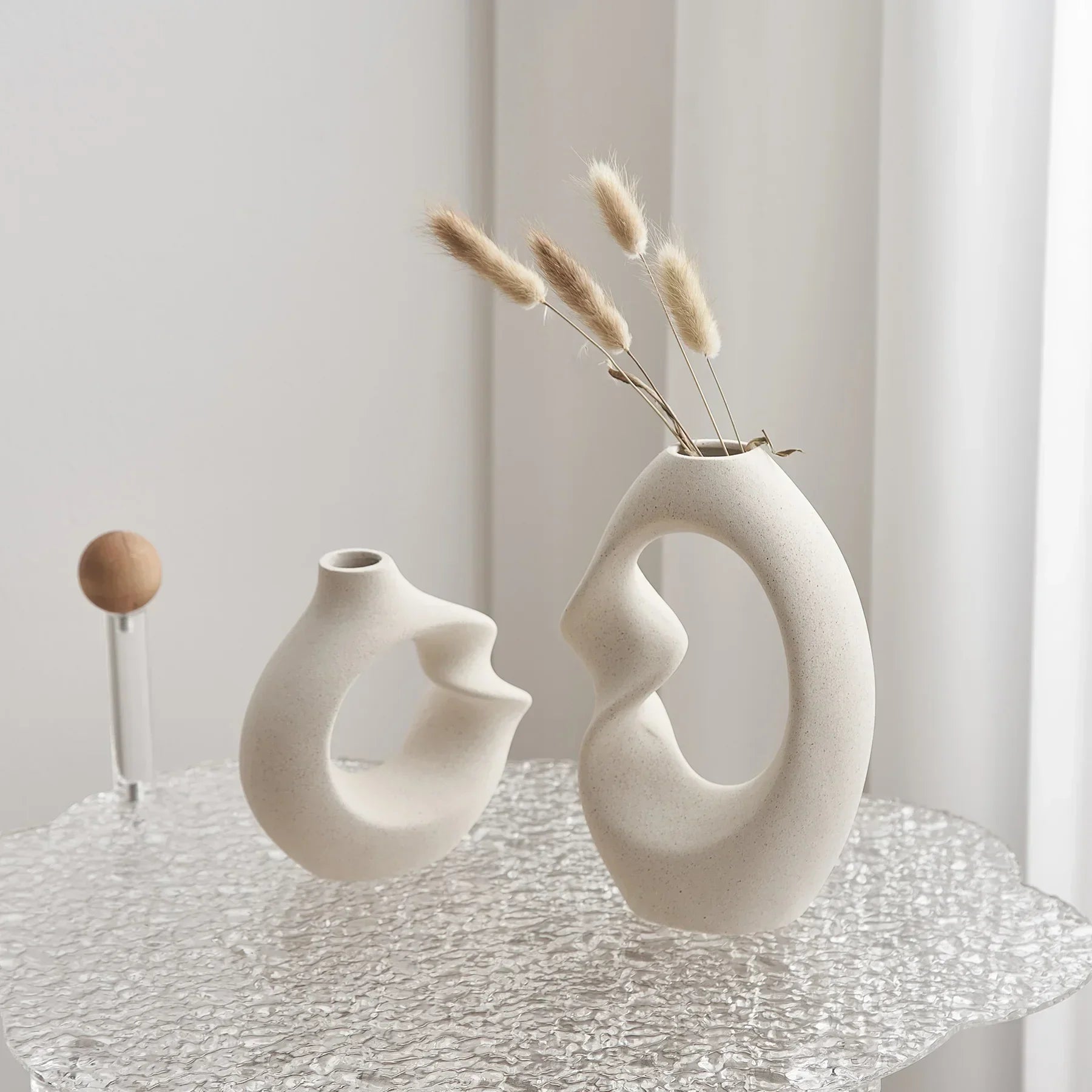 Ceramic Flower Vase Set - Sculptural Abstract Design for Modern Decor-5