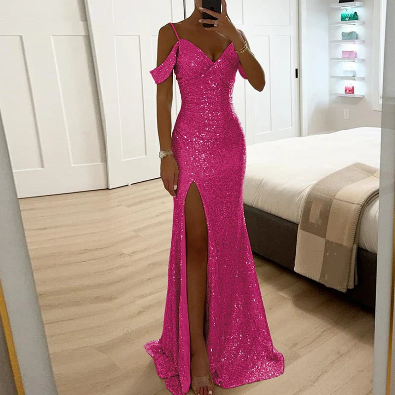Sierra – Sparkling Off-Shoulder Evening Women's Dress