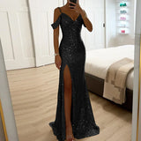 Sierra – Sparkling Off-Shoulder Evening Women's Dress